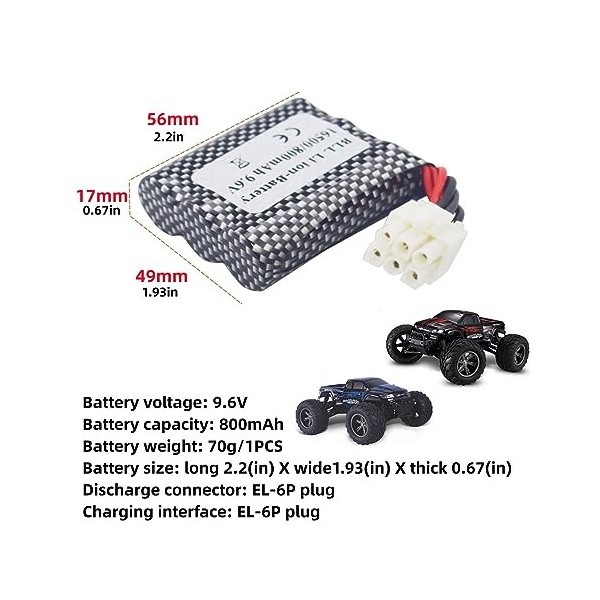 Batterie 9.6V 800mah Pour Batterie De Voiture RC Tout-terrain À