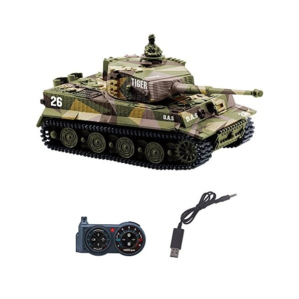 RC Tank Mini Remote Control Tank with USB Charger Cable 1:72 German Tiger I with Sound Gift for Kids Boys Girls Adults France