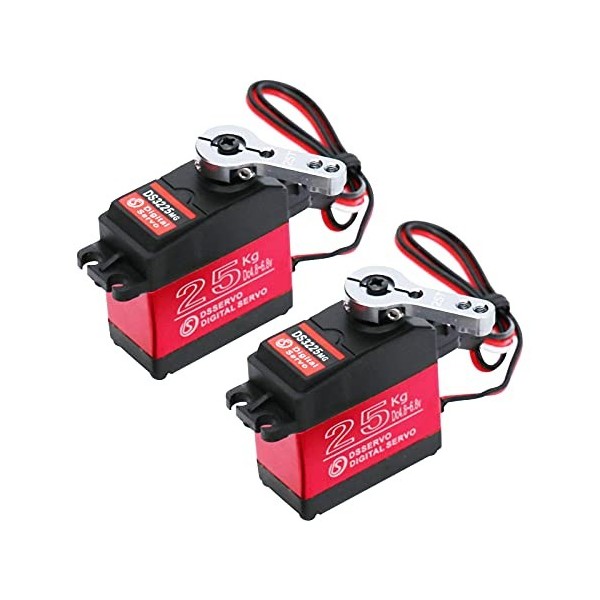 ZHITING 2Pcs 25KG RC Digitales Servo Numérique Etanche à Couple Elevé et à Engrenages Métalliques pour RC Traxxas HSP Bateau 