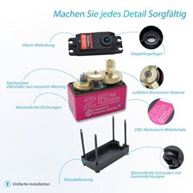 KUBOWAI 25kg Servo Numérique, Engrenage Entièrement en Métal Étanche à Couple élevé Servomoteur Angle de Direction 270° Convi