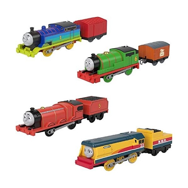 Thomas & Friends Thomas, Percy, James & Rebecca Lot de 4 moteurs de train motorisés pour enfants dâge préscolaire à partir d