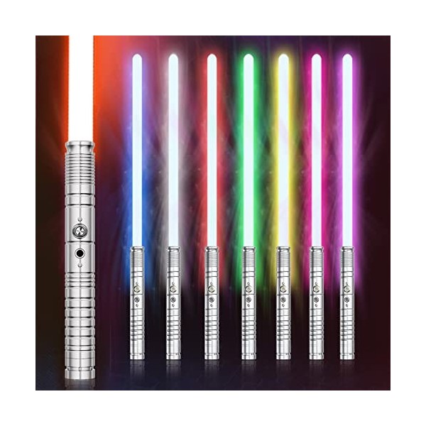 Wisbecost Lightsaber, RGB-LED 7 Couleurs Sabre Laser avec Poignée en Métal, 1 Ensembles de Soundfonts de Combat Simulés, Cade