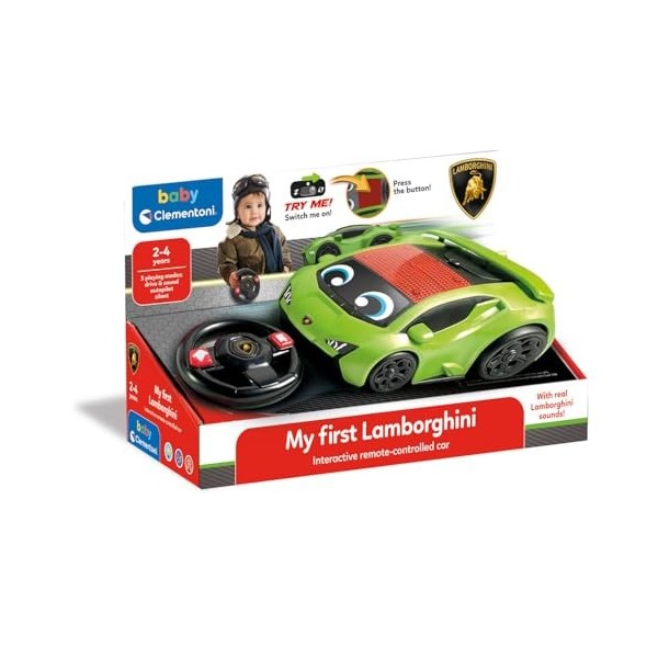 Clementoni première Lamborghini RC Radiocommandée, Télécommandée 2 Ans, Effets Lumineux, Voiture Enfant, dÉveil Éducatif, Je