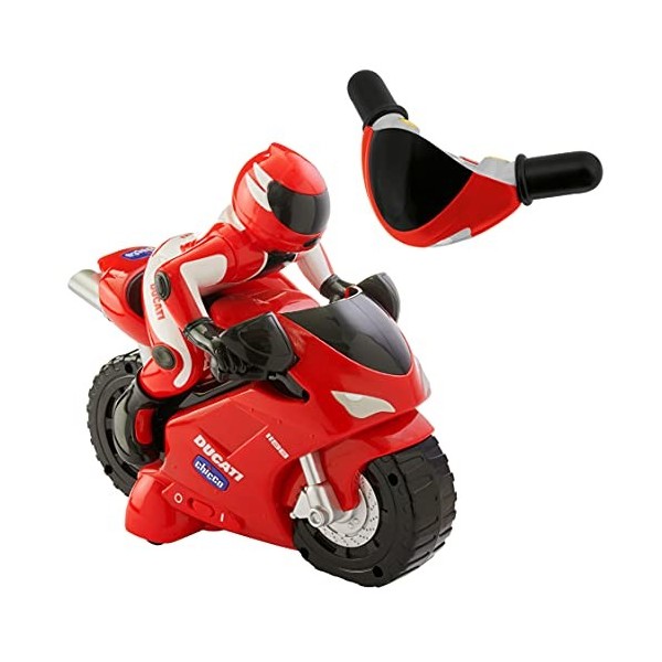 Chicco RC Ducati 1198 Moto Télécommandé au Guidon Intuitive, Véhicule Radiocommandé avec Klaxon et Bruits de Moteur - Cadeau 