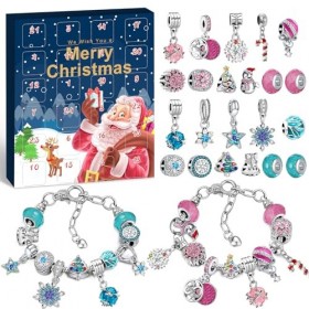 KAZATE Calendrier de lAvent 2023 Bijoux Enfants Fille,Calendrier de Noël Breloques Bracelet,24 Jours Compte à Rebours de Noë