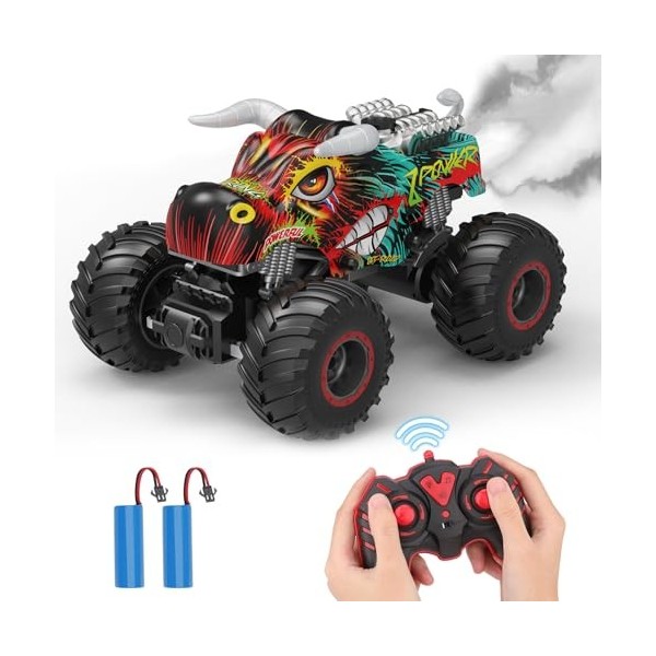 PREBOX Télécommande pour Jouets Camions Monstres pour Enfants et Adultes, Voiture RC Monster Bull de 2,4 GHz Cadeau pour Garç