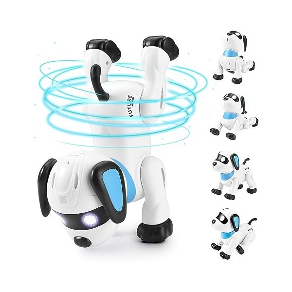 Power Puppy Chien Robot Télécommandé pour Enfants, Danse Interactive et Intelligente Robot Programmable, RC Stunt Dog - Chien