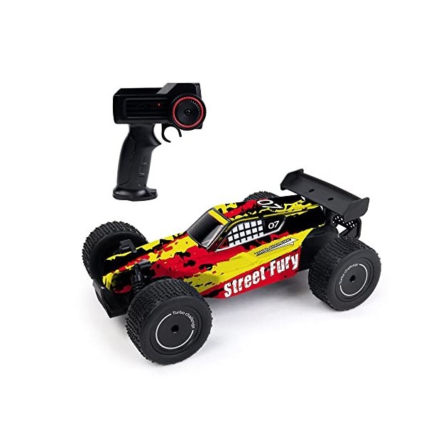 TURBO CHALLENGE - Off Road - Racing - 098402 - Voiture Télécommandée - Jaune - 1/20 - Batterie Rechargeable et Piles incluses