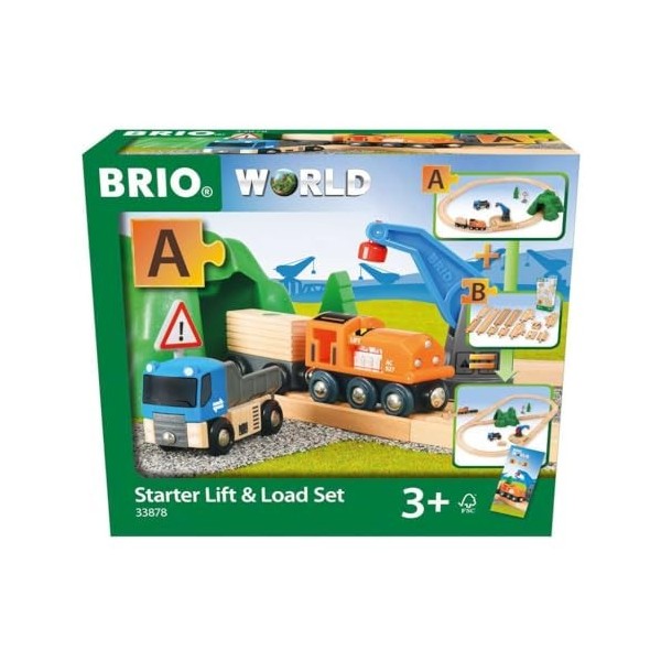 Brio World - 33878 - Circuit Transport Fret - Coffret complet 19 pièces tunnel et grue pivotante - Transport de marchandises 