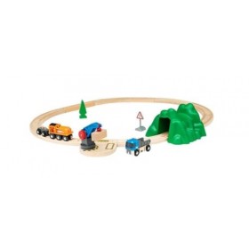 Brio World - 33878 - Circuit Transport Fret - Coffret complet 19 pièces tunnel et grue pivotante - Transport de marchandises 