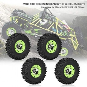 Dilwe Pneu de Voiture RC, RC Pneus de 1/12 Voiture Modèle Pièces pour Voiture Wltoys 12428 12423 2PCS Left Tire+2PCS Right Ti