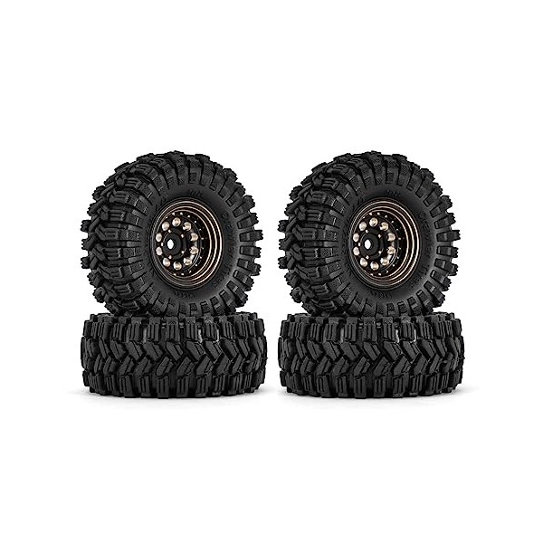 INJORA Revêtement Noir Laiton 1.0 Pneus Beadlock pour Axial SCX24 AX24 TRX4M FCX24 Upgrade 1/24 1/18 RC Crawler Voiture,Laito