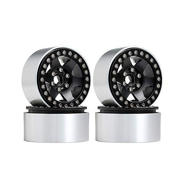 INJORA Llanta Con Beadlock De 1,9 Pulgadas Para Coches RC 1:10 – Aros De Metal En Negro Y Gris Para Axial SCX10, TRX4, Redcat Y MST
