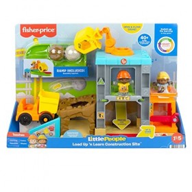 Fisher-Price Little People coffret Chantier avec 2 figurines et 1 camion-benne, musique et sons, jouet bébé et enfant de 18 m