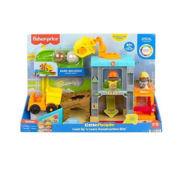 Fisher-Price Little People coffret Chantier avec 2 figurines et 1 camion-benne, musique et sons, jouet bébé et enfant de 18 m