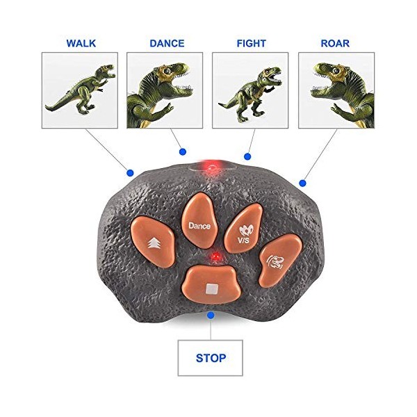 JOYIN LED Allume Dinosaures Télécommandés Marchent et Rugissent Réalistes Jouets de Dinosaure T-Rex avec Yeux Brillants, Mouv