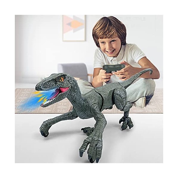 WEEFEESTAR Jouets dinosaures télécommandés pour garçons, jouets dinosaures électroniques réalistes qui marchent et rugissent 