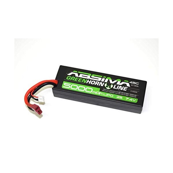 Absima 4140009 4140009-Absima Car/RC Voiture LiPo Stick Batterie 7,4 V-45 C 5000 Coque Rigide T-Plug , Multicolore