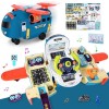 JONRRYIN Jouets Voiture Avion pour garçons 4-6, Jouet Volant Multifonctionnel avec Lumières LED et Sons, Jouets Avion de Cond