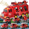 Doloowee Jouet de camion de pompier pour tout-petits de 3 4 5 6 ans, 7 en 1 camion friction Power Jouet voiture, camion de po
