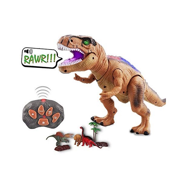 WISHTIME Dinosaure T-Rex réaliste avec télécommande, Mouvement de Marche, agitant la tête pour Les Tout-Petits garçons Filles