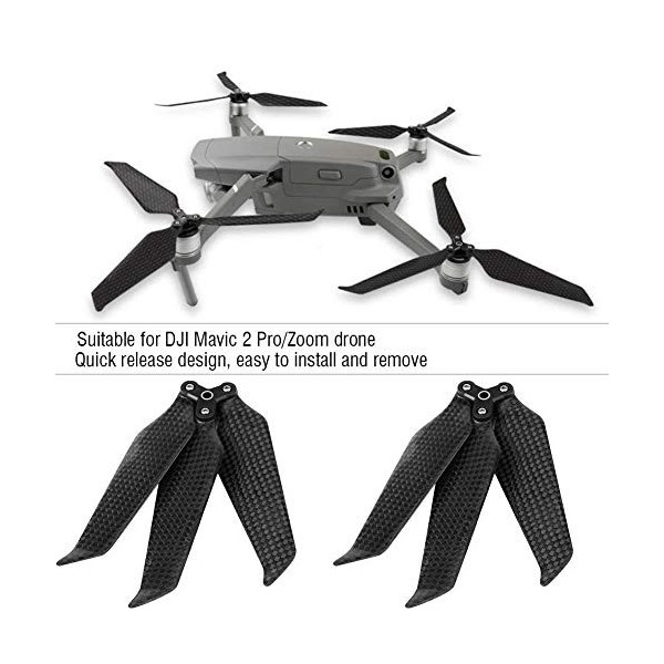 Dilwe Hélice à 3 pales pour Drone RC Fibre de Carbone à libération Rapide & réduction du Bruit 8743 Hélice pour DJI Mavic 2 P