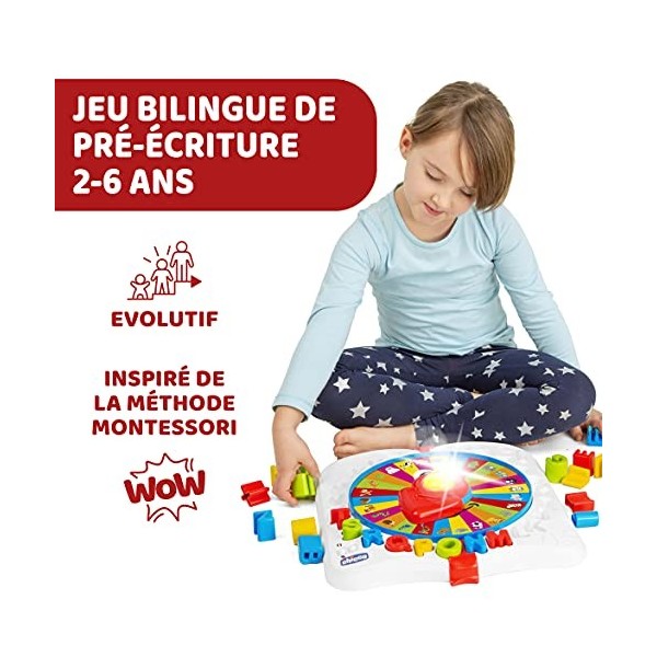 Chicco Baby Professeur Bilingue Français/Anglais Table dActivités pour Enfants, Trieur de Formes, Jouet Interactif Educatif 