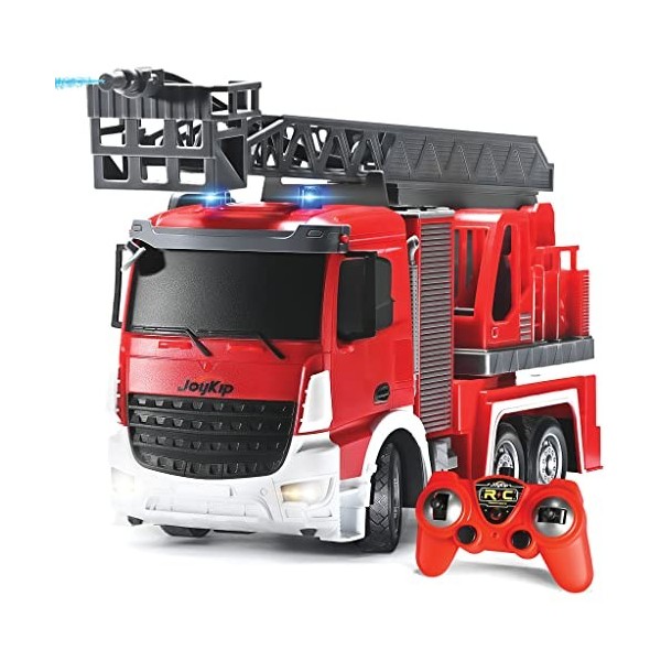 Ensemble de Camion et remorque télécommandés Tracteur pour Enfants avec lumières et Son – Chargeur Frontal, Cabine en métal, 