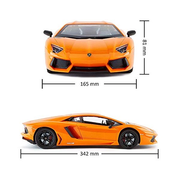 CMJ RC Cars Licence Officielle Lamborghini Aventador LP700-4 échelle 1:14, Phare de Travail 2,4 GHz, Orange