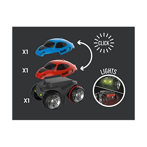 Smoby - FleXtreme - Set Découverte - 4m40 de Circuit de Voiture - 184 Pistes Flexibles et Modulables + 1 Véhicule Effets Lumi