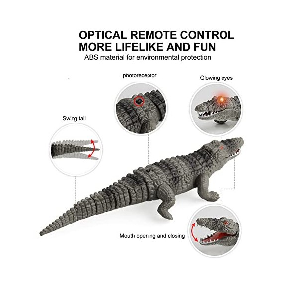 Mrisata Crocodile télécommandé avec Sons et Lumières - Prank Crocodile Toy - Ressemble, Se Sent, Rugit et Se Déplace comme Un