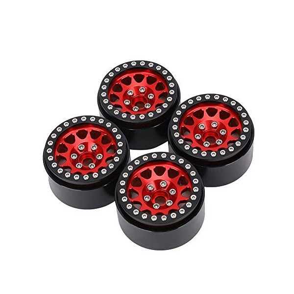 Tbest RC Moyeu de Roue de Voiture, 4 Pièces 1:10 RC Voiture sur Chenille Moyeu de Roue en Métal Pneu de Voiture Adapté pour A