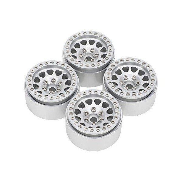 Tbest RC Moyeu de Roue de Voiture, 4 Pièces 1:10 RC Voiture sur Chenille Moyeu de Roue en Métal Pneu de Voiture Adapté pour A