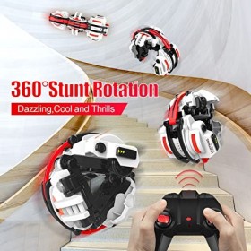 BAZADER Voiture Télécommandée, Voiture Cascadeuse Télécommandée Rotation 360° avec Lumières LED, Voiture-Jouet à Grande Vites