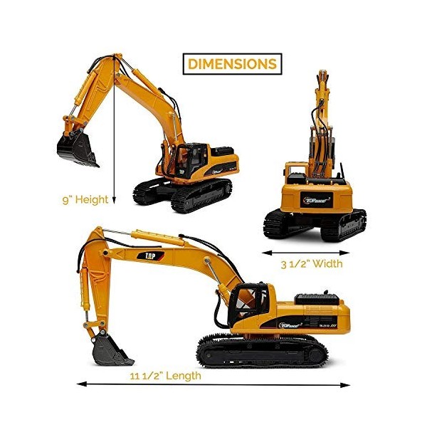 Top Race Le tracteur de jouet de construction dexcavatrice de fonte, la pelle en métal - TR-211D