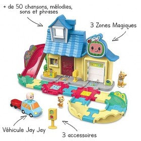 VTech - Tut Tut Bolides CoComelon, La Maison à Surprises de Jay Jay avec Voiture à Chansons, Circuit Voitures Enfant, 3 Zones