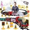 FORMIZON Train Jouet pour Enfants, Jouet de Train à Vapeur, Train De Noël avec Fumé, Sons, Lumières, Locomotive à Vapeur, Rai