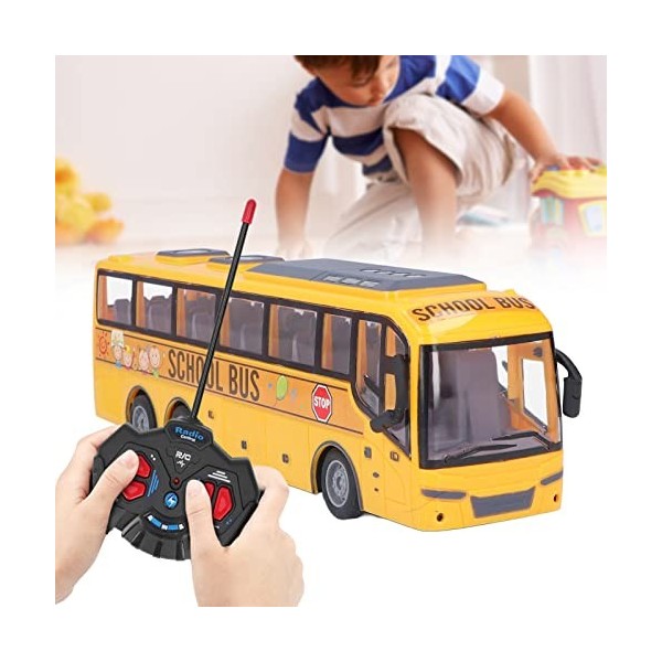 SOGT Autobus Scolaire RC Exquis et Amusant lumière LED décoration de Bus télécommandé pour Les Enfants de 3 Ans et Plus pour 