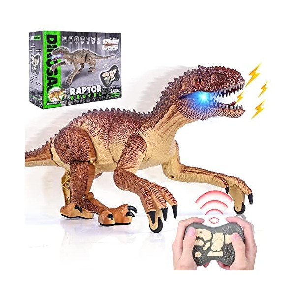 Ulikey Dinosaure Telecommandé, Dinosaure Jouet avec Marche Rugissement Fonction, Grande Figurine Dinosaure, Jouet Tyrannosaur