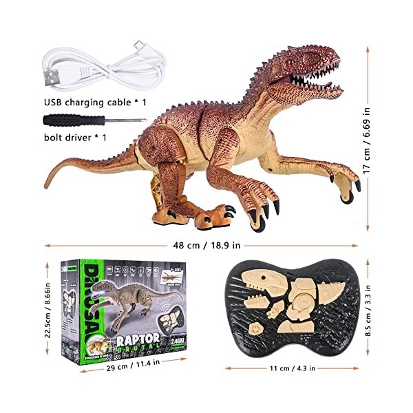 Ulikey Dinosaure Telecommandé, Dinosaure Jouet avec Marche Rugissement Fonction, Grande Figurine Dinosaure, Jouet Tyrannosaur