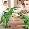 FANURY Jouet dinosaure télécommandé, jouet robot dinosaure T-Rex réaliste avec yeux lumineux et brume de projection - Cadeau 