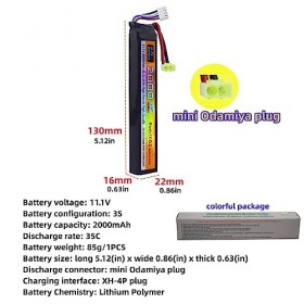 2PCS 11.1V 35C 2000mAh Batterie Li avec Prise Odamiya & 2PCS Ligne de Chargement USB pour modèle Airsoft Fusil à Pompe Voitur