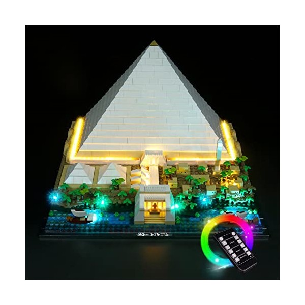 BrickBling Kit déclairage pour Lego 21058 architecture Great Pyramid of Giza Lumières avec télécommande compatible Lego Pyra