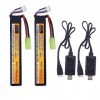 ZYGY 2PCS 11.1V 35C 2000mAh Batterie Prise Odamiya avec câble de Chargement USB pour modèle Airsoft Fusil à Pompe Voiture tél