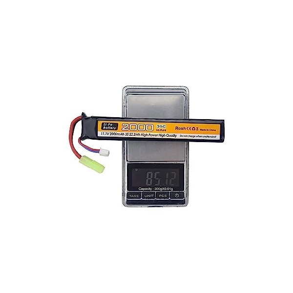 ZYGY 2PCS 11.1V 35C 2000mAh Batterie Prise Odamiya avec câble de Chargement USB pour modèle Airsoft Fusil à Pompe Voiture tél