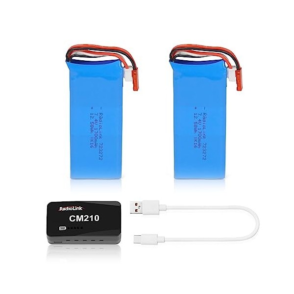 Radiolink Lot de 2 batteries LiPo 1700 mAh JST 2 broches avec 1 chargeur Lipo Balance CM210 2S pour télécommande RC A560 Airp