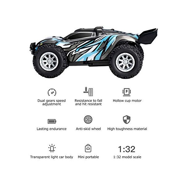 VGEBY Jouet de Voiture RC, 1/32 2.4G Mini Overland 20 km/h Haute Vitesse dérive RC Voiture Jouet Outil de télécommande Moule 