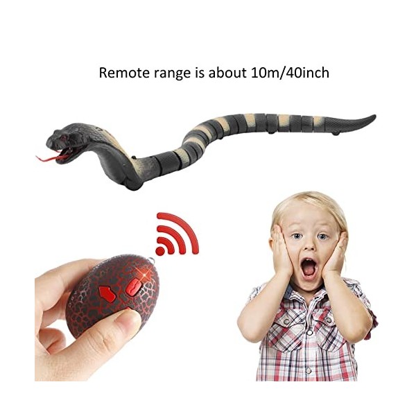 Pilipane Télécommande Serpent Haute Simulation Serpent Enfants télécommande Serpent Jouet Mobile balançoire Queue Rechargeabl
