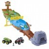 Hot Wheels Monster Trucks Course Démolition Cofret avec Monster Trucks Bigfoot et Gunkster pour des duels acharnés, jouet pou