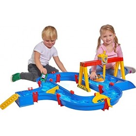 Aquaplay - Port à Container - Circuit deau - Jeu Plein Air Enfant - 1 Bateau + 1 Voiture + 1 Grue - 8700001532